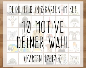 10erSet NACH WAHL Karte 12x12 Tiere im Portrait