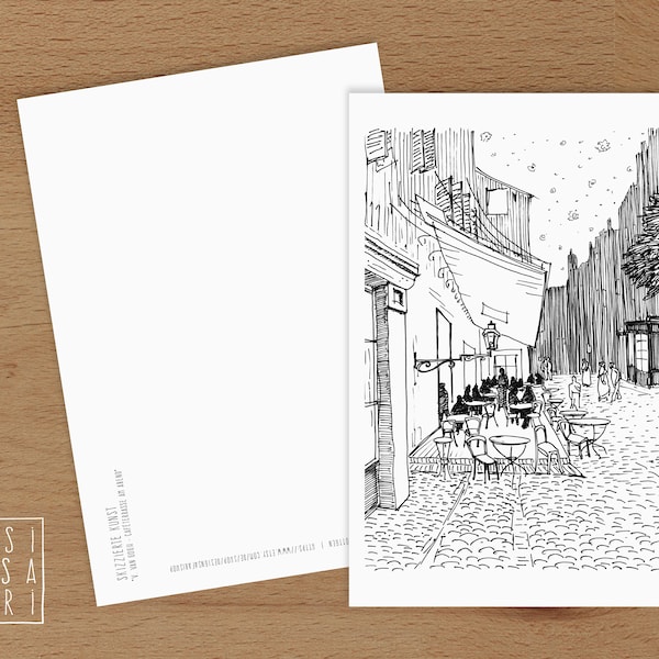 Karte 'Skizzierte Kunst' - *V. van Gogh - Caféterrasse am Abend*