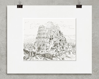 Wandbild 'Skizzierte Kunst' - *P. Bruegel - Großer Turmbau zu Babel*