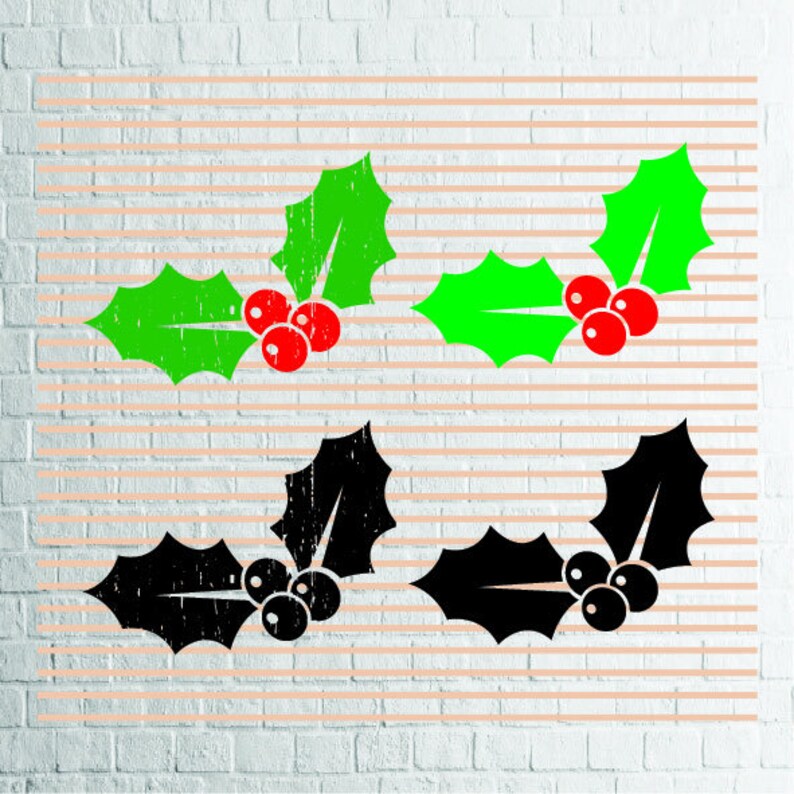 Download Free Buy 3 Get 1 Free 4 Styles Holly Distressed Svgwinter Etsy SVG DXF Cut File