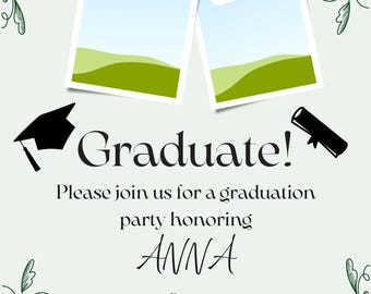 Graduation Party Invitation, Grad Party Invite, Template Editable, Graduation Announcement, Graduation Party Invite Download