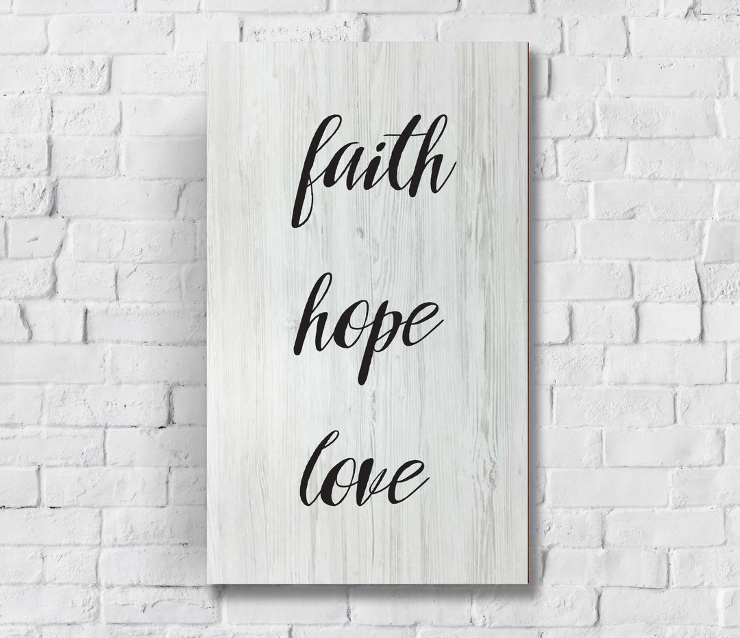 Faith Hope Love Wood Wall Decor Wood Sign Living Room Quote Wood Wall