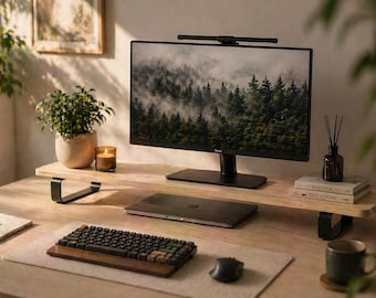 Soporte para monitor de roble, soporte de madera para monitor de escritorio, soporte para portátil, soporte para monitor de ordenador, elevador para portátil, elevador de monitor de madera, accesorios de escritorio