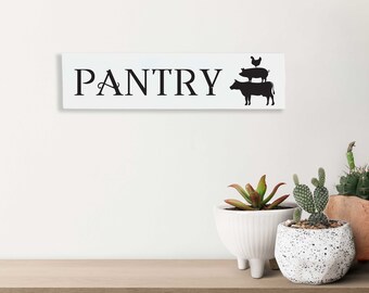 Enseigne en bois pour garde-manger Farmhouse : décoration murale de cuisine rustique (3,93 x 15,74 po.)