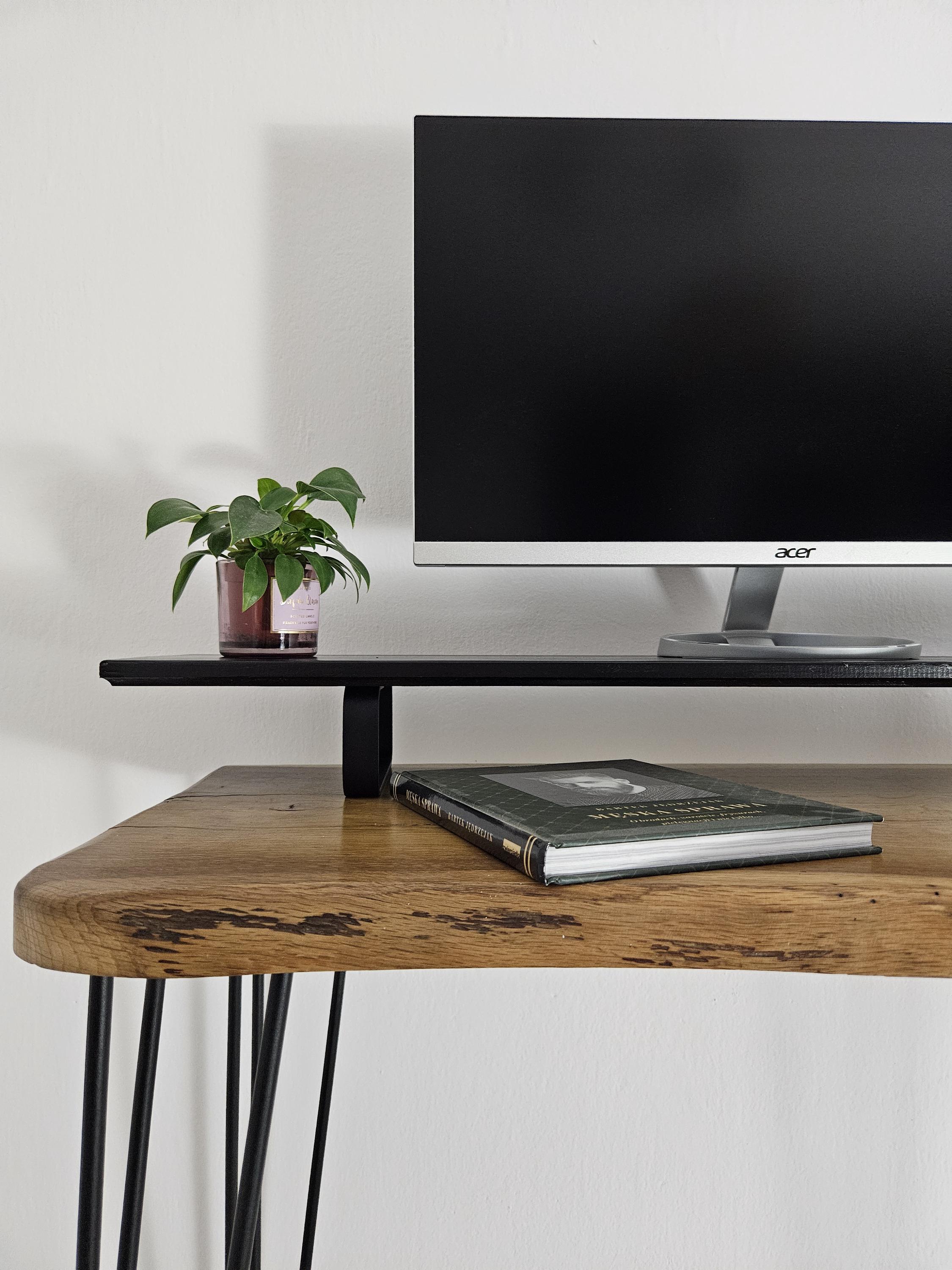 Handcrafted Computer Monitor Frame Handmade Wood Monitor Stand: Ergonomic Desk Riser With Metal Legs - Etsy
