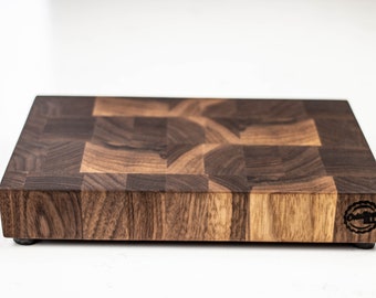 Black Walnut - Mini - End Grain Cutting Board - 9-3/4" X 6" X 1-1/2", Chopping Block, Butcher Block, Gift, Personalized