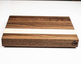 Black Walnut & Maple - Small - Edge Grain Cutting Board - 12" X 9-1/2" X 1-1/2", Chopping/Butcher Block, Gift, Personalized