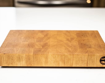 Cherry - Small - End Grain Cutting Board - 12" X 8" X 1-1/2", Chopping Block, Butcher Block, Gift, Personalized