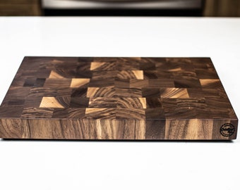 Black Walnut - Medium - End Grain Cutting Board - 15-1/4" X 11-1/4" X 1-1/2", Chopping/Butcher Block, Gift, Personalized