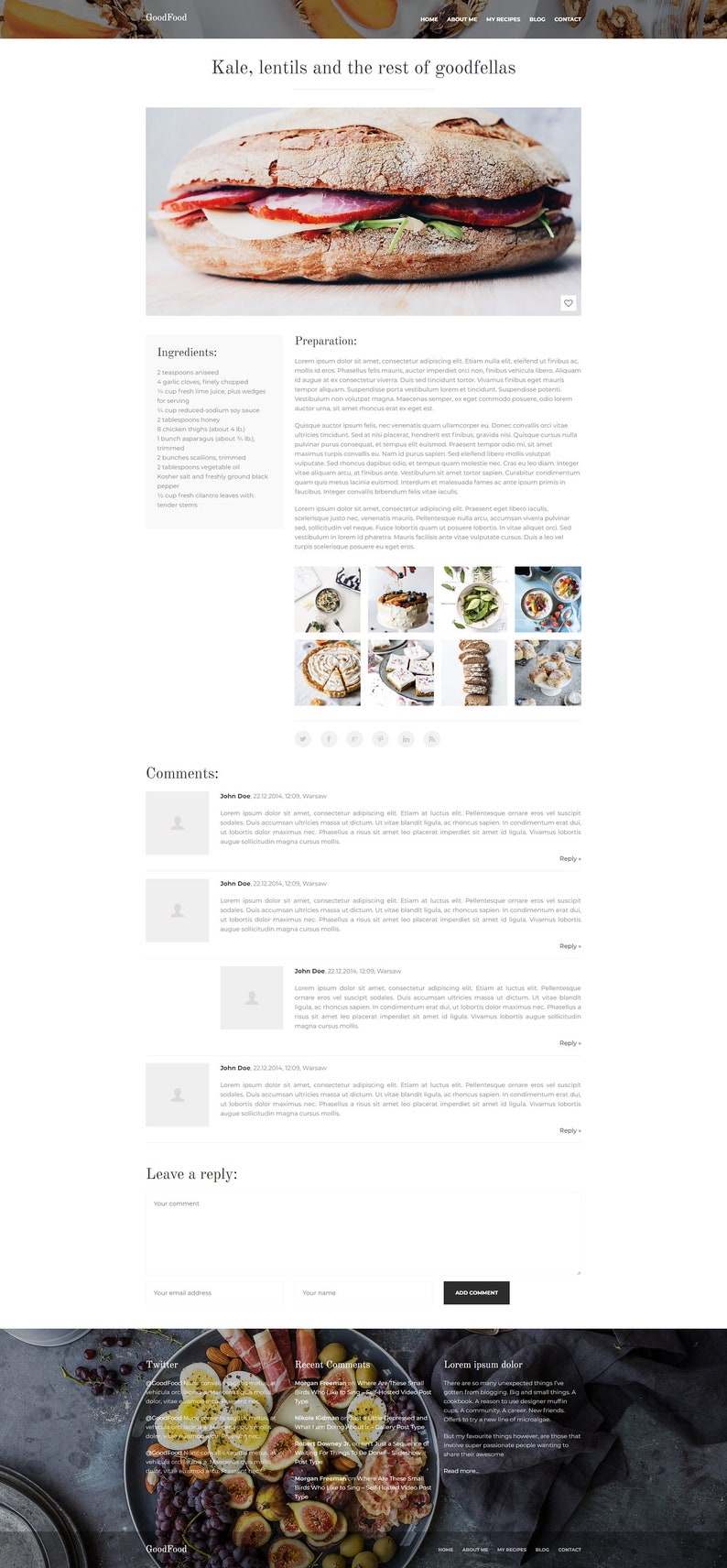 Goodfood - HTML/CSS Template for Recipes & Blog - Instant Download! - Etsy