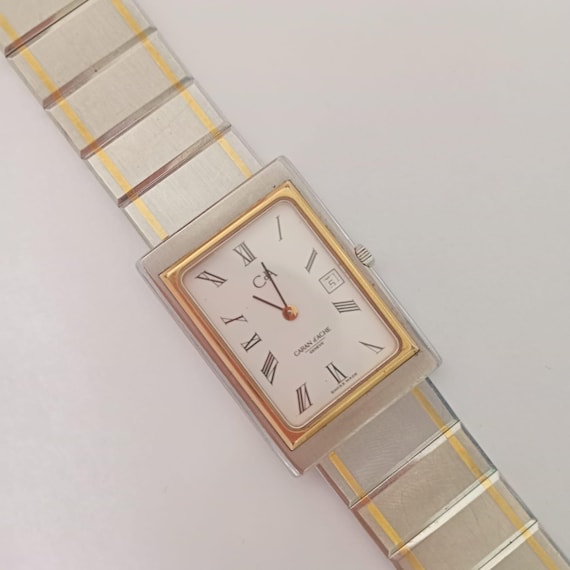 最安 Vintage CARAN D Caran MADE, SWISS Watch Tank Quartz D'ache 時計
