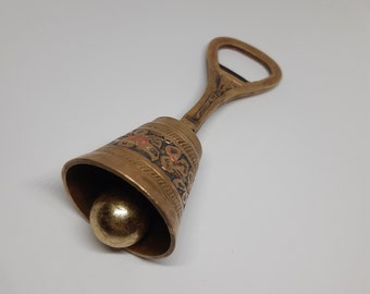 Vintage Tempel Messing Bronze Glocke & Korkenzieher Dekorative Sammlerstücke Geschenk,Alt Retro geschnitzt Antik Stil Messing Glöckchen Handle Ringing