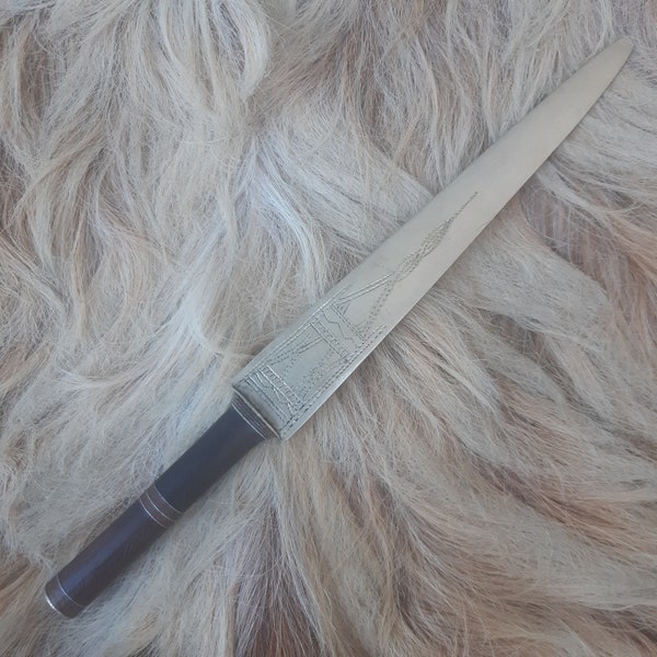 Cuchillo hecho a mano Tuareg Bereber Abrecartas Niger Coleccionables, Metal Grabado Decorativo CORTADOR DE PAPEL MARROQUÍ, Escritorio Oficina Regalo para él