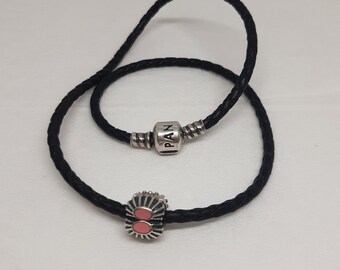 Double Wrap Bracelet With Pink 925 Bead 