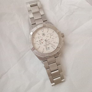 Tag HEUER aquaracer way111Y all STAINLESS Steel man Swiss men&#39;s WRISTwatch Watch white dial, Tag HEUER aquaracer Authentic Used Lux watches