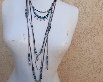 Uno De 50 statement necklace with brown leather strap & lobster clasp Boho, Uno de 50  Necklace, Strand Used women Uno de 50 Hyppy Jewelry