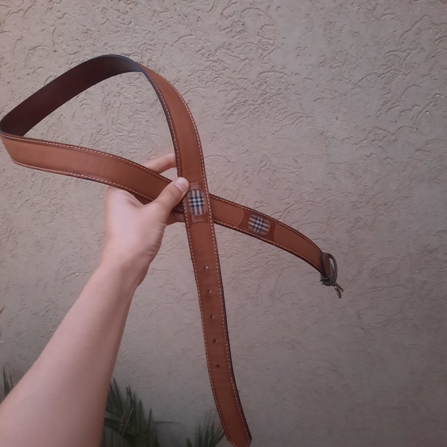 Burberrys Leather Belt Nova Check Vintage Authentic Burberry 