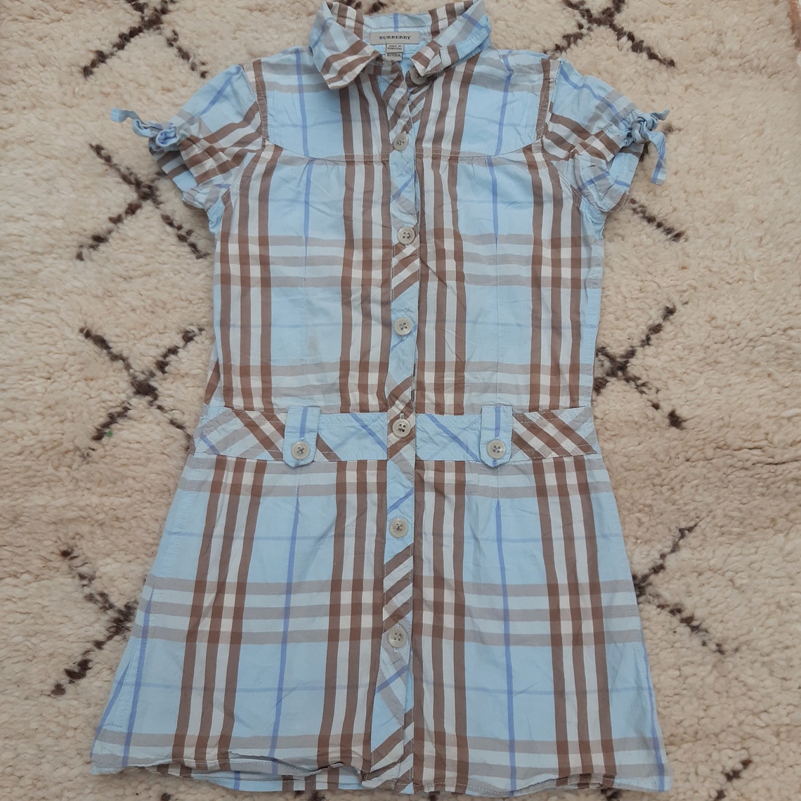 Burberry Girls Summer Light Blue &Brown Plaid Dress 8Y/128 cm | Etsy