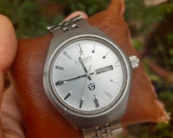 CITIZEN 4-653751K Día Ddate STAINLESS Steel Reloj Automático para Hombre, Colección Citizen, Relojes Vintage Japan, Reloj de Hombre Ciudadano Ref 61-8454