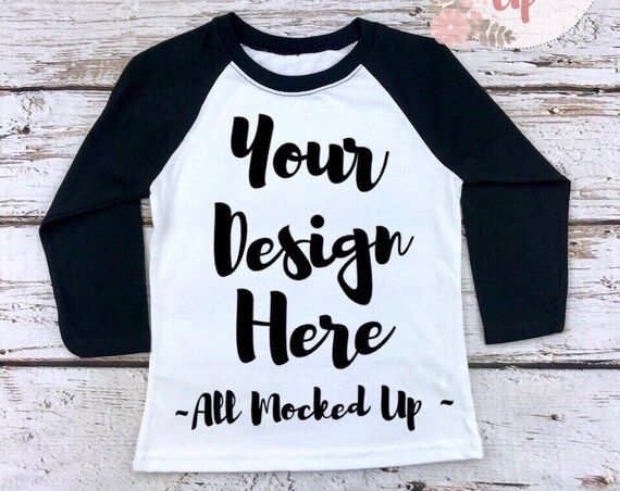 Download Free Next Level 3352 Youth Raglan Black White T-Shirt (PSD ...