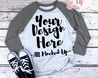 Download Next Level 6051 Adult Raglan Vintage Grey Sleeve T Shirt Tshirt Mock Up Mockup Image Flat Lay Image 9 18 Brochure Mock Up Psd File PSD Mockup Templates