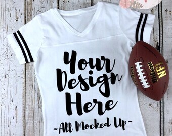 Download Free Lat Apparel 3537 Women S Football Jersey T Shirt Tshirt Mock Up PSD Mockup Template