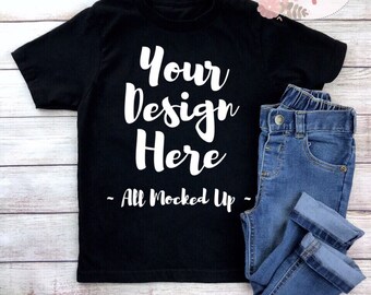 Download Next Level 3310 Boys Black T-shirt Tshirt Mock Up MockUp ...