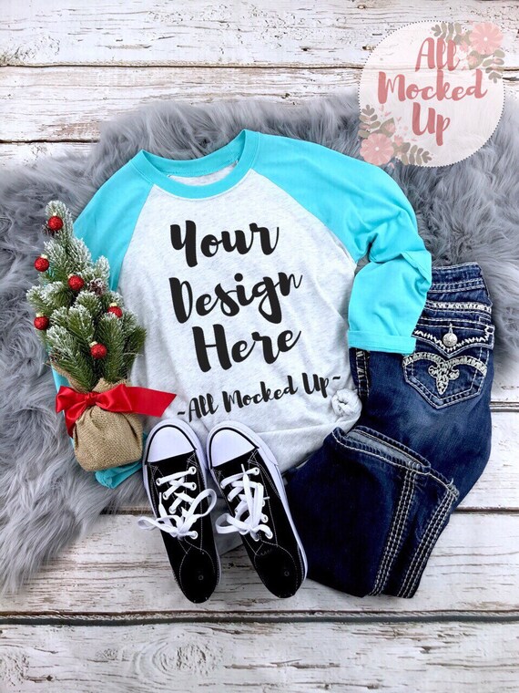 Download Next Level 6051 Adult Raglan Turquoise Blue Sleeve T-Shirt ...