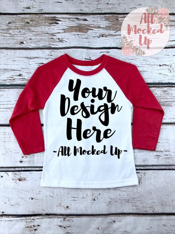 Download Free Next Level 3352 Youth Raglan Red White T-Shirt (PSD ...