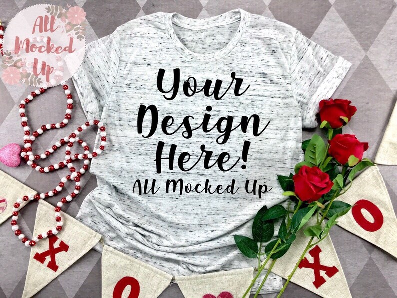 Feminine Mock Up 120 Flat Lay Valentine/'s Day Theme Bella Canvas Unisex 3650 White Marble Crew Neck T-shirt Mock Up MockUp Image