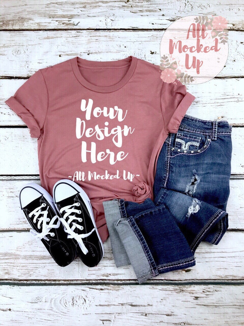Bella Canvas Unisex 3413 Mauve Triblend T Shirt Mock Up Mockup Etsy