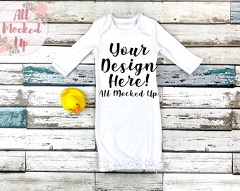 ARB BLANKS Ruffle Baby Gown White T-shirt Mock Up Image  - Sublimation Shirt Mock Up  - Baby Shirt Mock UP - 7/21