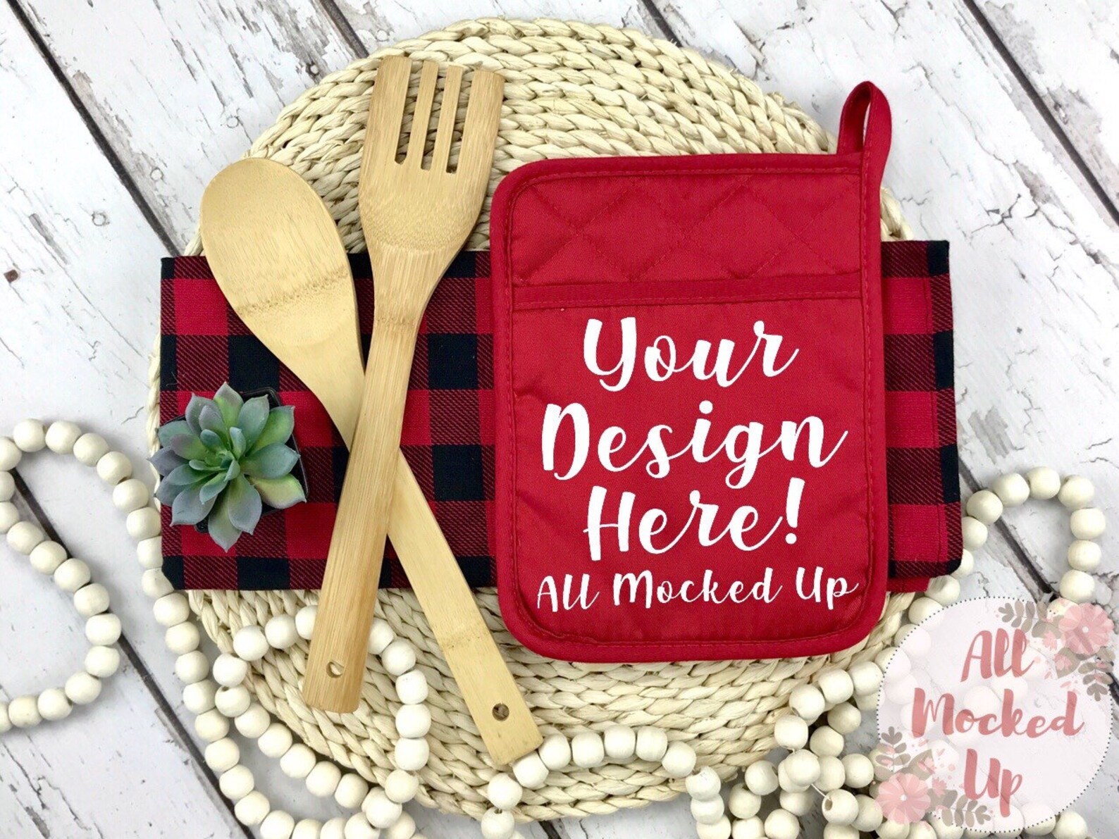 Pocket Potholder Pot Holder Mock Up RED MockUp Image Flat | Etsy