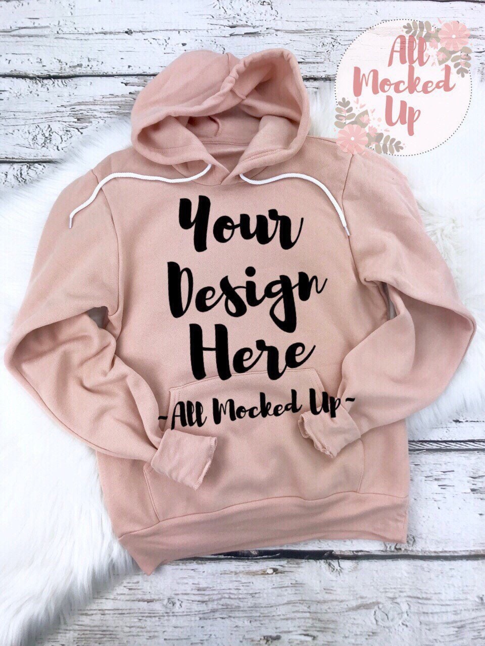 Download Bella Canvas 3719 Peach Hooded Sweatshirt T-shirt Mock Up ...