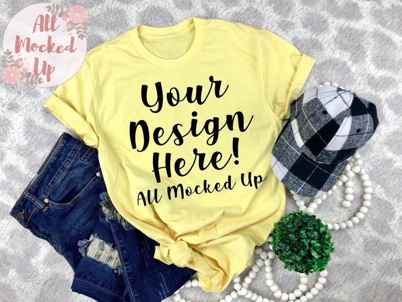 Download Feminine Mock Up Shirt Mock Up Bella Canvas 3001 Maize Yellow Tshirt Mock Up T Shirt Mock Up Image 120 Flat Lay Image Drawing Illustration Digital Advancedrealty Com