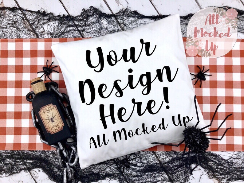 Halloween Theme Pillow Mock up Decor Pillow Square Pillow Etsy