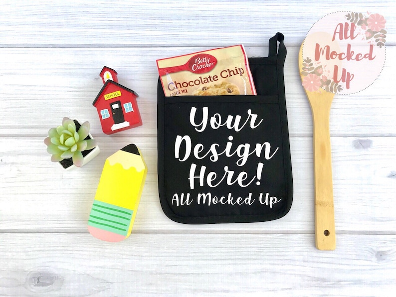 Download Pocket Potholder Pot Holder Mock Up Black MockUp Image Flat | Etsy