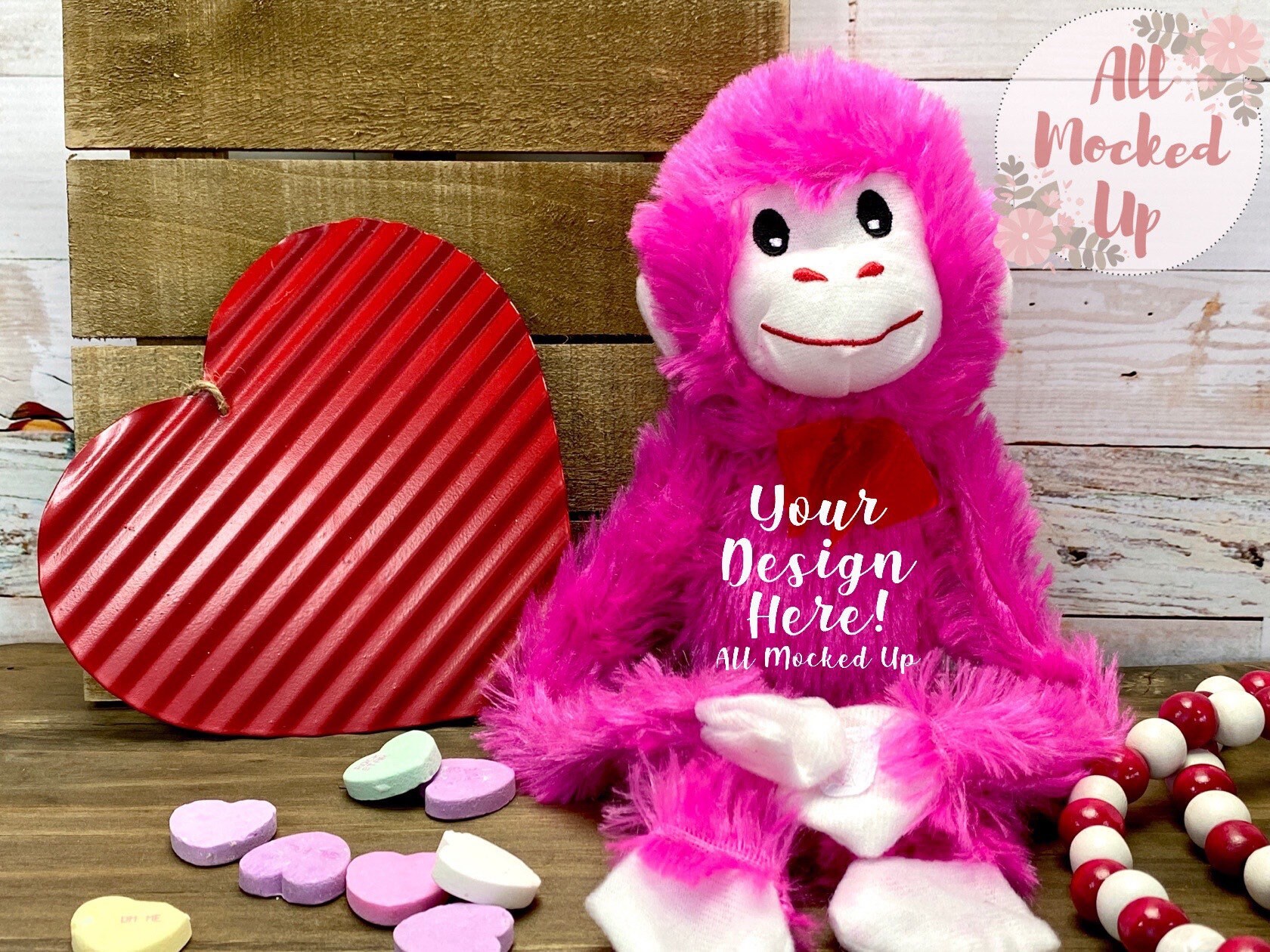 Digital File Only Valentine's Day Pink Monkey Mock Up Etsy