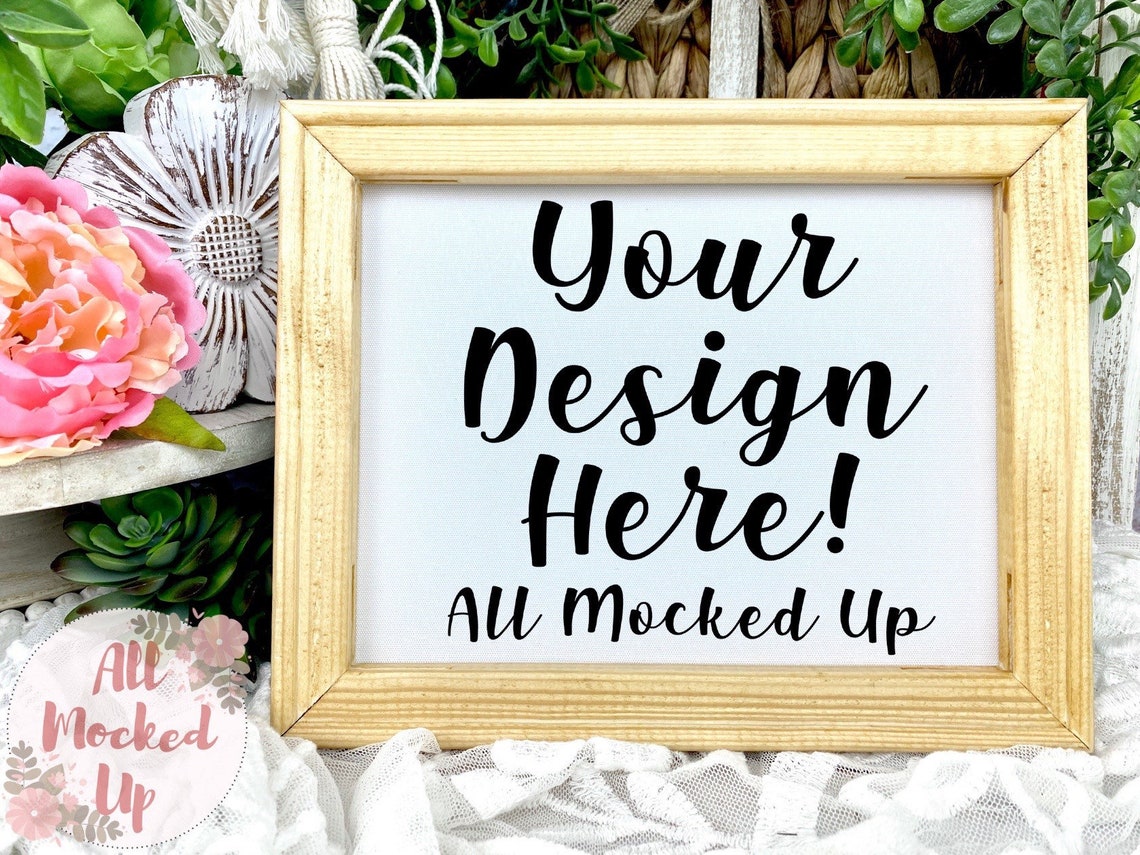 Natural Color Reverse Canvas Sign Mockup Cartel de Etsy