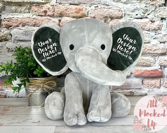 Birth Stat Elephant MockUp Image - Flat Lay Flatlay - Birth Announcement Mock Up - GREY GRAY Elephant Mock Up 1/21