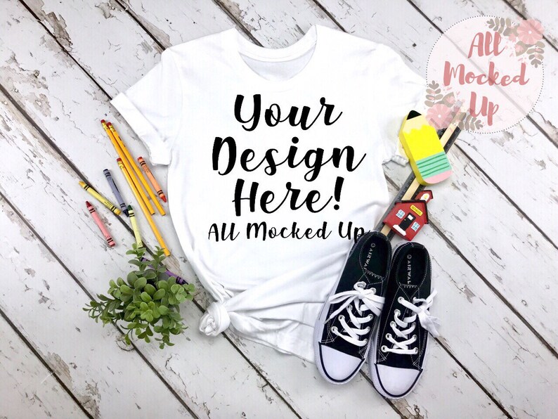 Download Bella Canvas Unisex 3413 or 3001 White T-shirt Mock Up ...