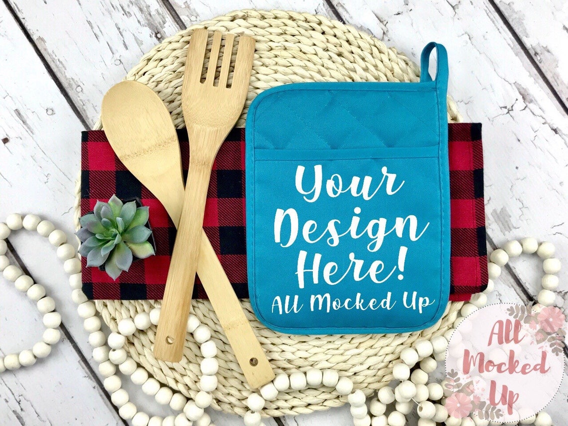 Download Pocket Potholder Pot Holder Mock Up TURQUOISE MockUp Image | Etsy
