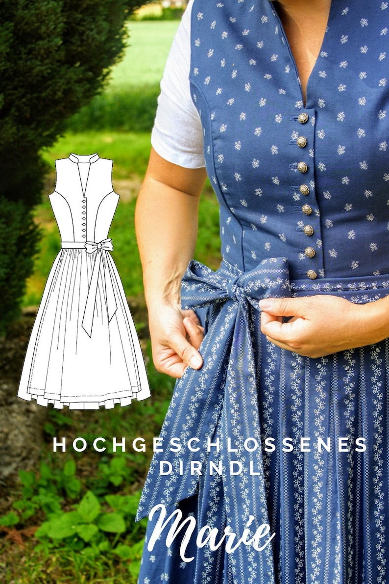 Dirndlschnittmuster Marie für hochgeschlossenes Dirndl (34-50)