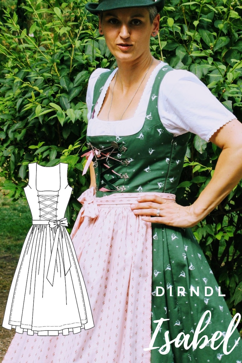 Dirndlschnittmuster Isabel für Balkonette-Dirndl (34-48)