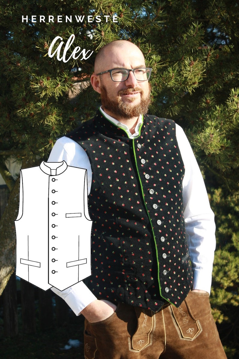 Schnittmuster für Herren Trachtenweste (46-60)