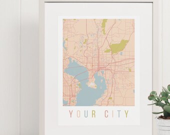 Any City Map, Custom Map Print, Personalized Map, Custom City Map, Custom Map, Custom Map Poster, Custom Street Map,Custom Map Gift,new home