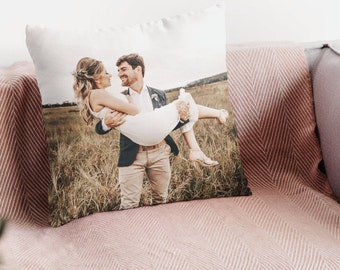 Personalized Photo Pillow Custom Throw Pillow with Picture – Custom Photo Gift for Family Couple Pets – Custom Home Decor Gift