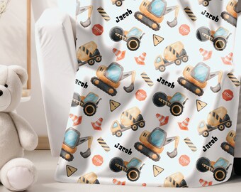 Kids Construction Toy Design Personalize blanket, Minky or Sherpa custom blanket, Baby blanket, Kids Blanket, birthday gift idea, christmas