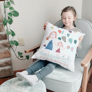 Almohada con ilustraciones para niños, regalo con ilustraciones para niños, almohada con dibujos para niños, regalos sentimentales para mamá, regalo con ilustraciones para niños, dibujos para niños personalizados, regalo para abuela