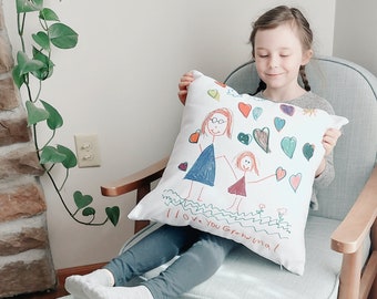 Child's Artwork Pillow, Kid's Drawing Pillow, Long Distance Gift, Grandparent Gift,Grandma Gift,mothers day Gift,Drawing Pillow,Gift for Mom